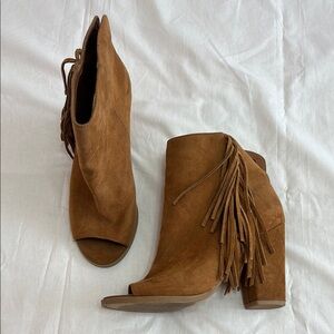 Brown Suede Fringe Ankle Boots